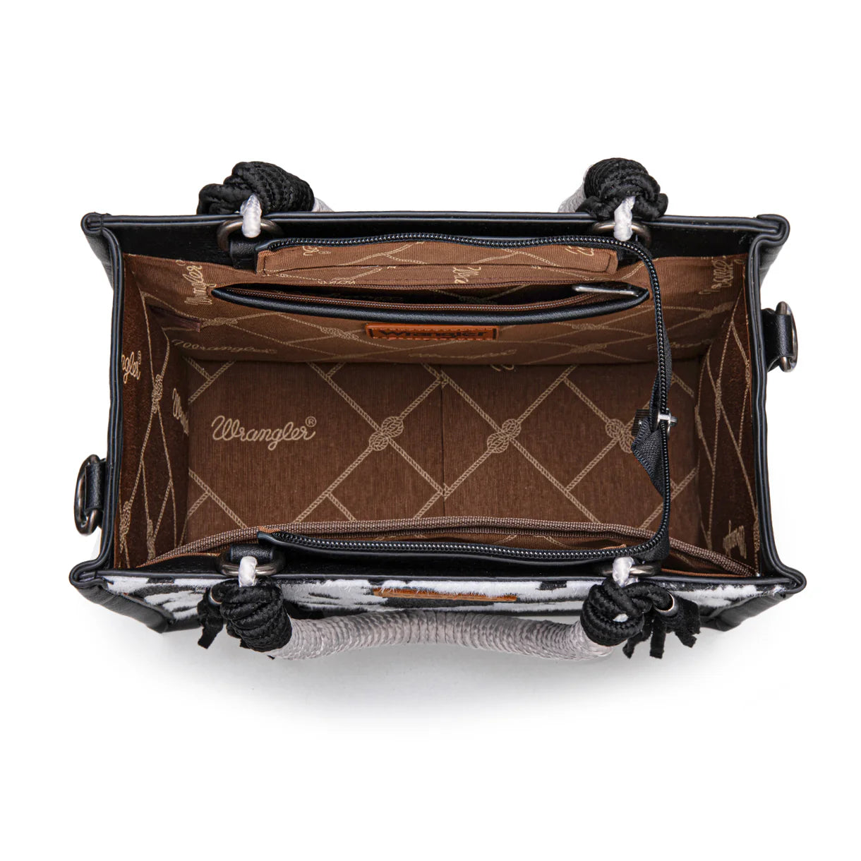 Wrangler Cow Print Tote/Crossbody - Black