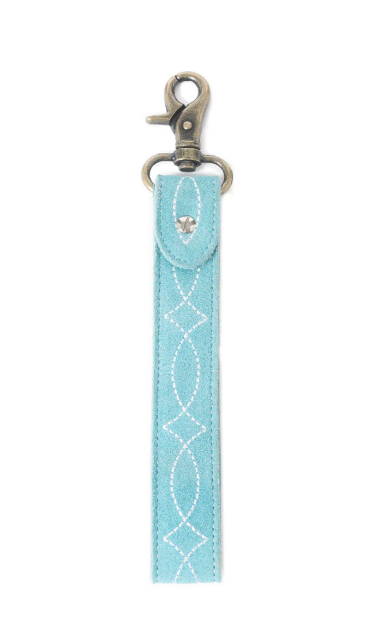 Rodeo Rose Leather Key Fob In Sunset Turquoise