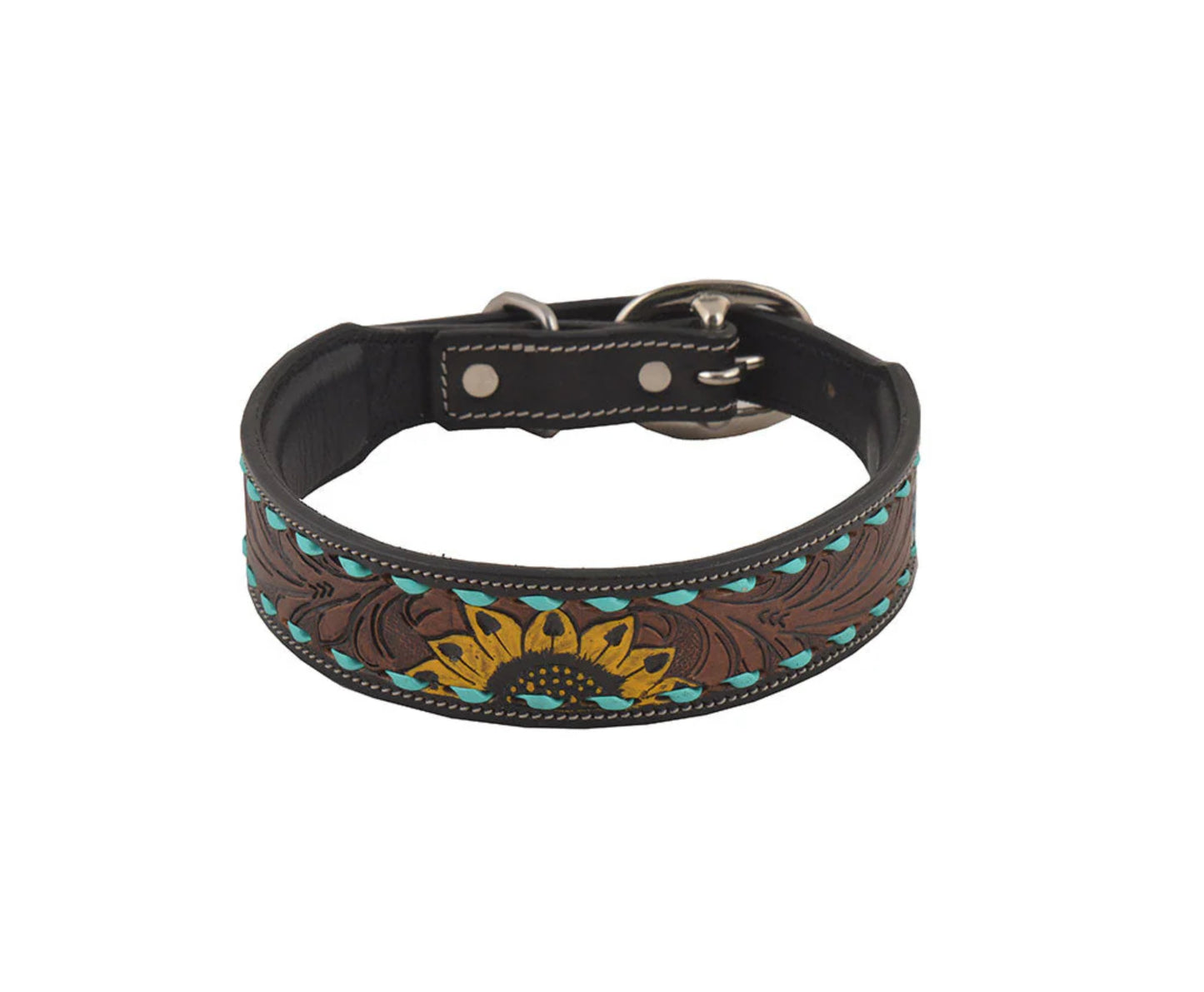 Scenic Hand-Tooled Leather Dog Collar