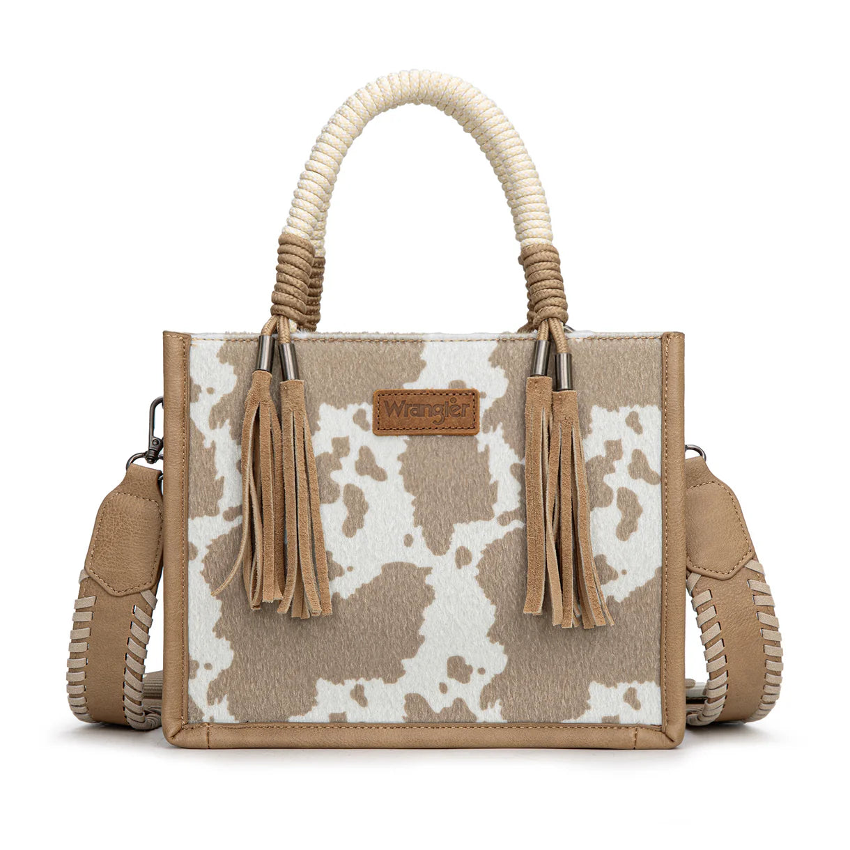Wrangler Cow Print Tote/Crossbody - Khaki
