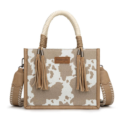 Wrangler Cow Print Tote/Crossbody - Khaki