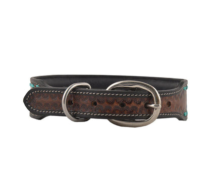 Scenic Hand-Tooled Leather Dog Collar