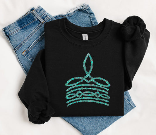 Turquoise Boot Stitch Western Sweatshirt