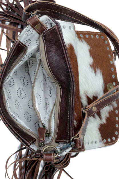 Carved Blossoms Leather & Hairon Bag