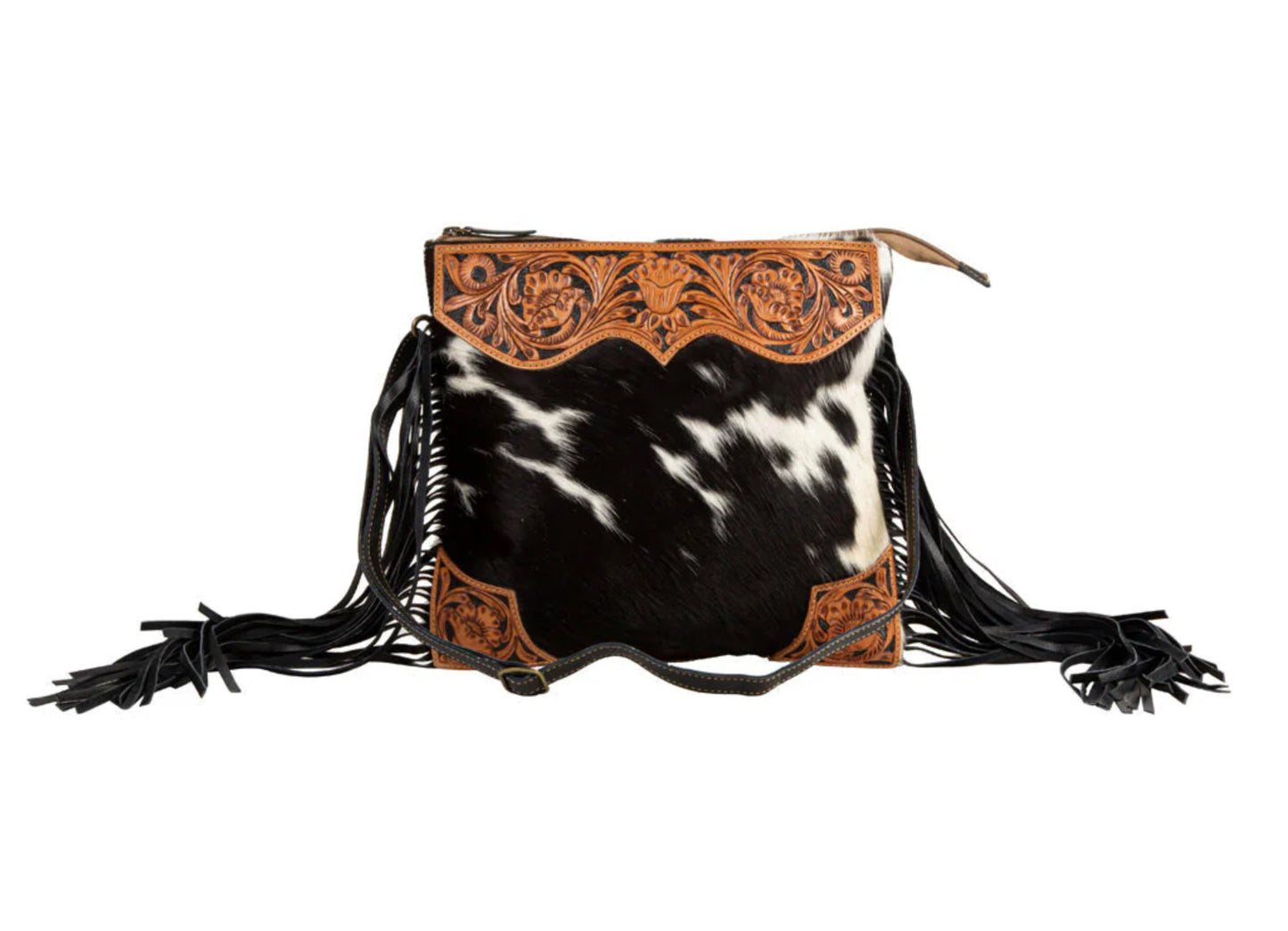 Tumbleweed Trail Fringed Hand-Tooled Bag