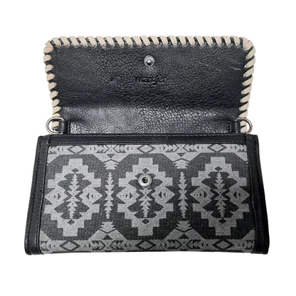 Wrangler Southwestern Print Wallet/Wristlet/Crossbody Bag - Black