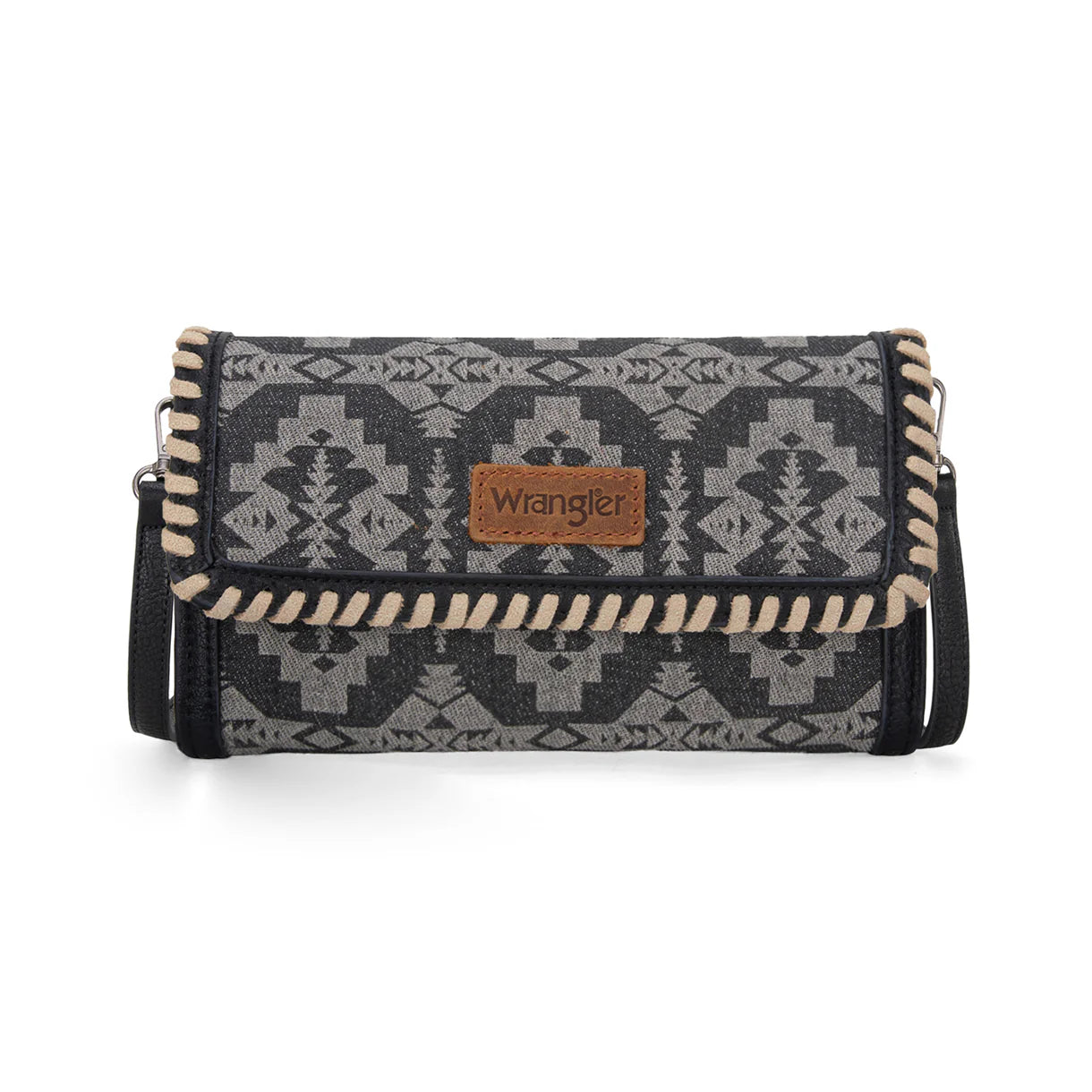 Wrangler Southwestern Print Wallet/Wristlet/Crossbody Bag - Black