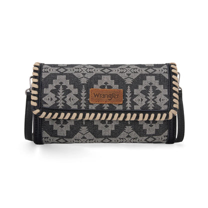 Wrangler Southwestern Print Wallet/Wristlet/Crossbody Bag - Black