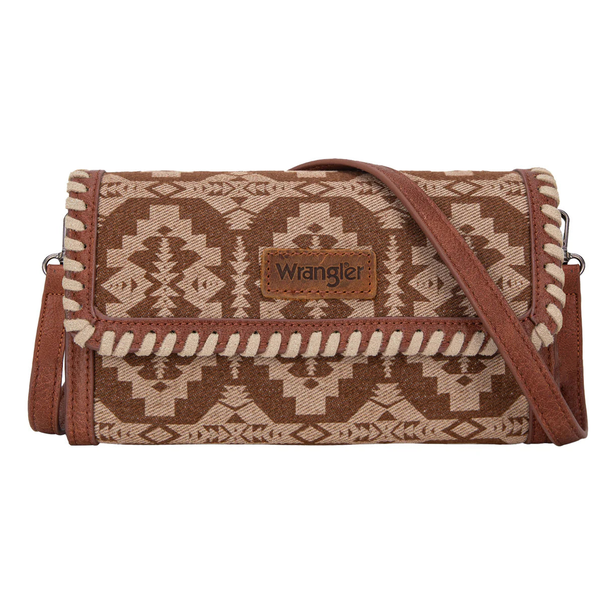 Wrangler Southwestern Print Wallet/Wristlet/Crossbody Bag - Brown