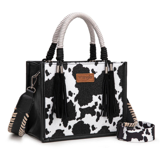 Wrangler Cow Print Tote/Crossbody - Black