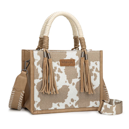 Wrangler Cow Print Tote/Crossbody - Khaki