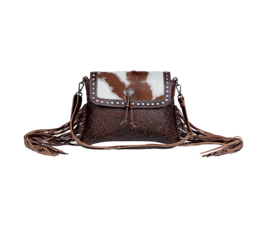 Carved Blossoms Leather & Hairon Bag