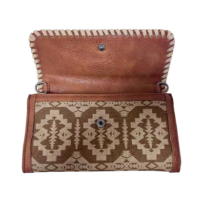 Wrangler Southwestern Print Wallet/Wristlet/Crossbody Bag - Brown