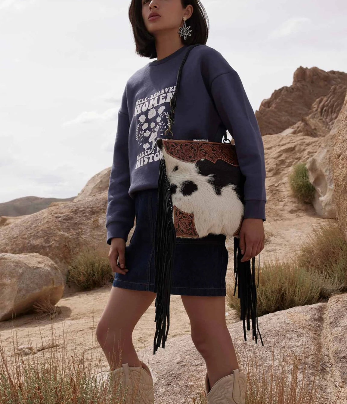 Tumbleweed Trail Fringed Hand-Tooled Bag