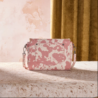 Wrangler Cow Print Fringe Crossbody Bag - Pink