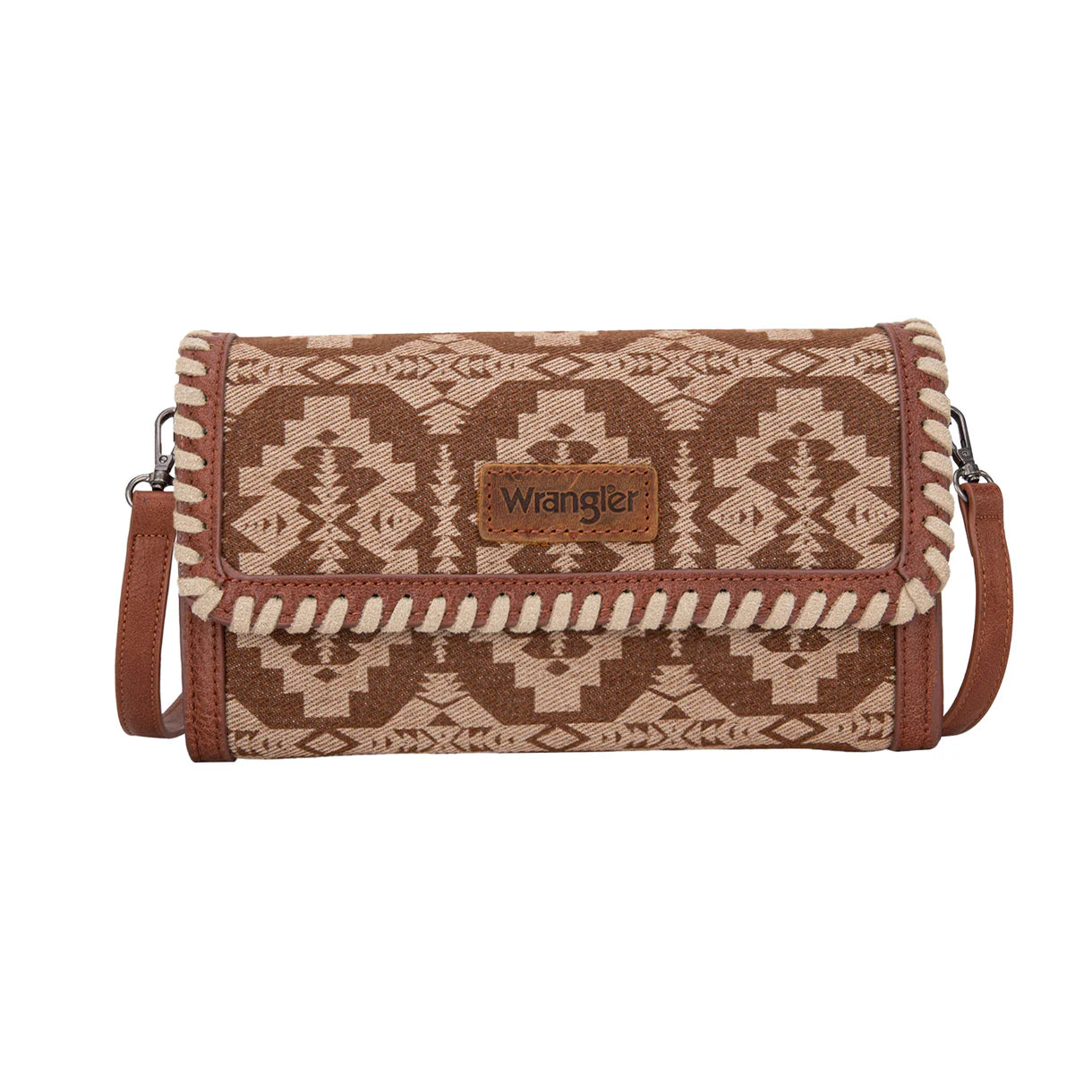 Wrangler Southwestern Print Wallet/Wristlet/Crossbody Bag - Brown