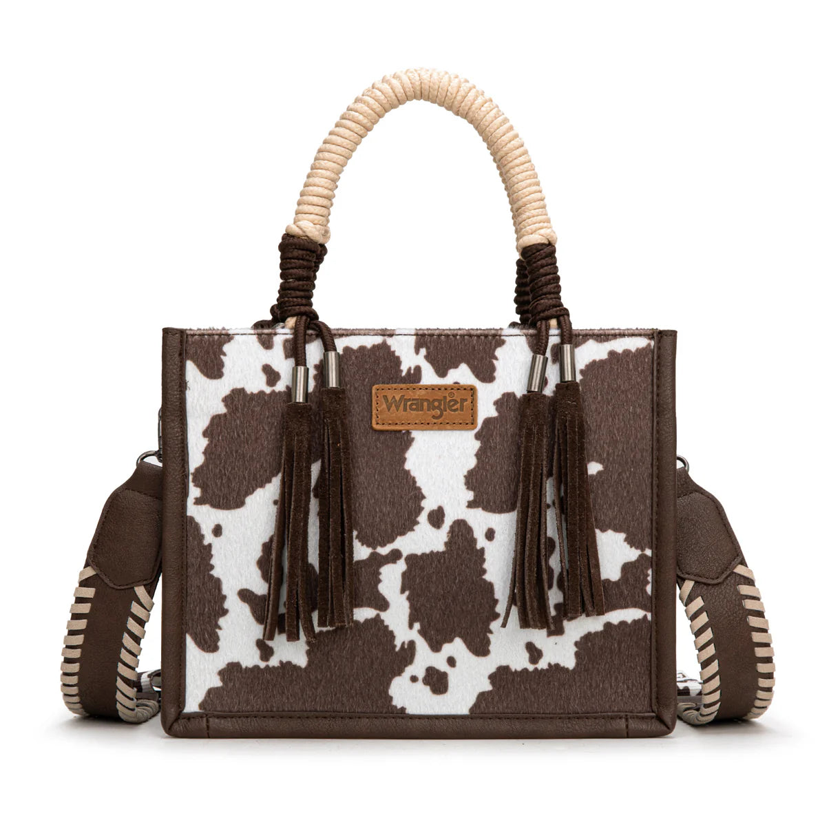 Wrangler Cow Print Tote/Crossbody - Coffee