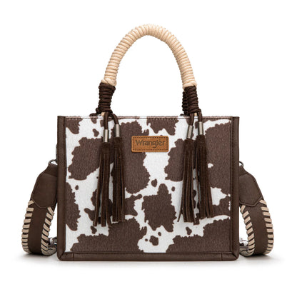 Wrangler Cow Print Tote/Crossbody - Coffee