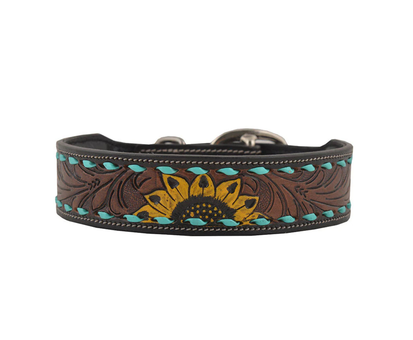 Scenic Hand-Tooled Leather Dog Collar