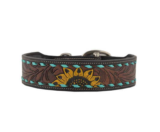 Scenic Hand-Tooled Leather Dog Collar
