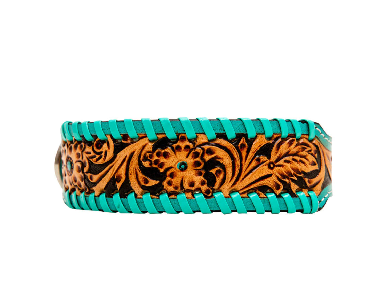 Acety Hand-Tooled Leather Dog Collar