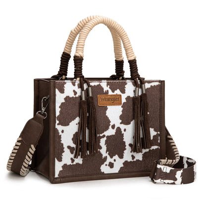 Wrangler Cow Print Tote/Crossbody - Coffee