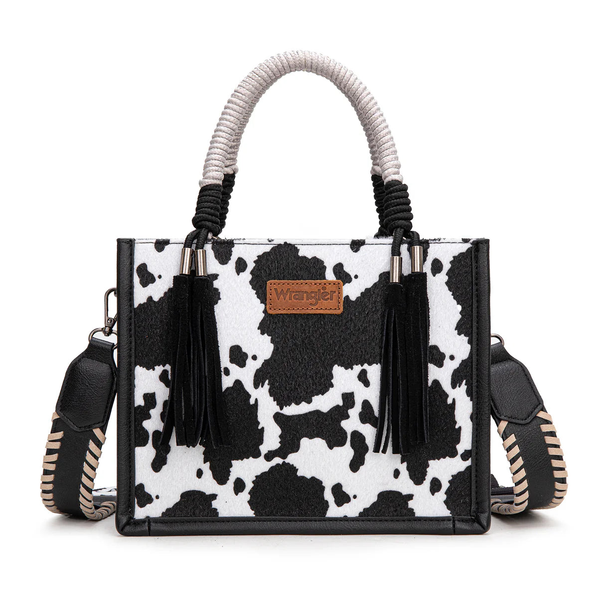Wrangler Cow Print Tote/Crossbody - Black
