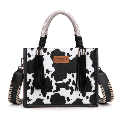 Wrangler Cow Print Tote/Crossbody - Black