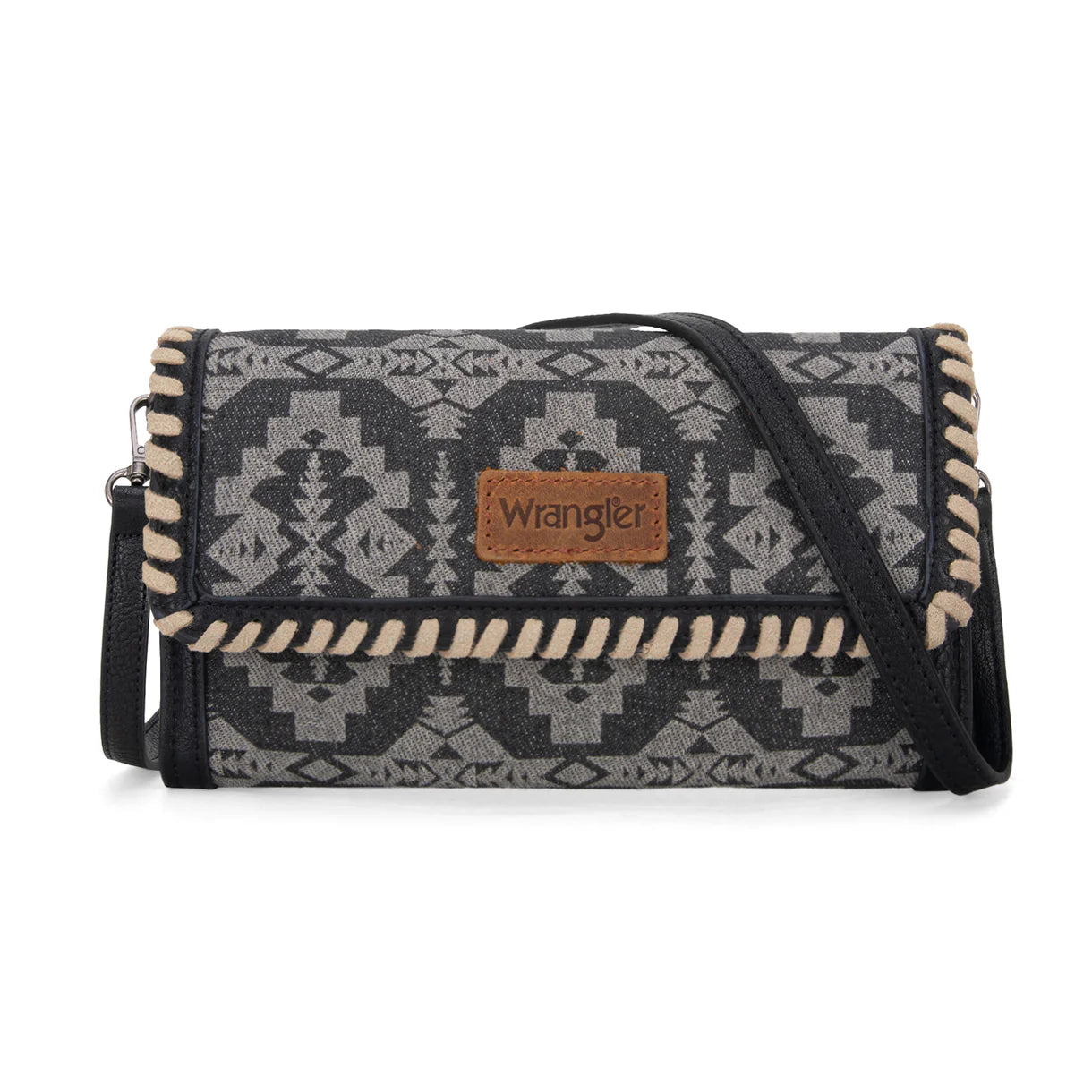 Wrangler Southwestern Print Wallet/Wristlet/Crossbody Bag - Black