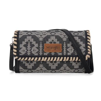 Wrangler Southwestern Print Wallet/Wristlet/Crossbody Bag - Black