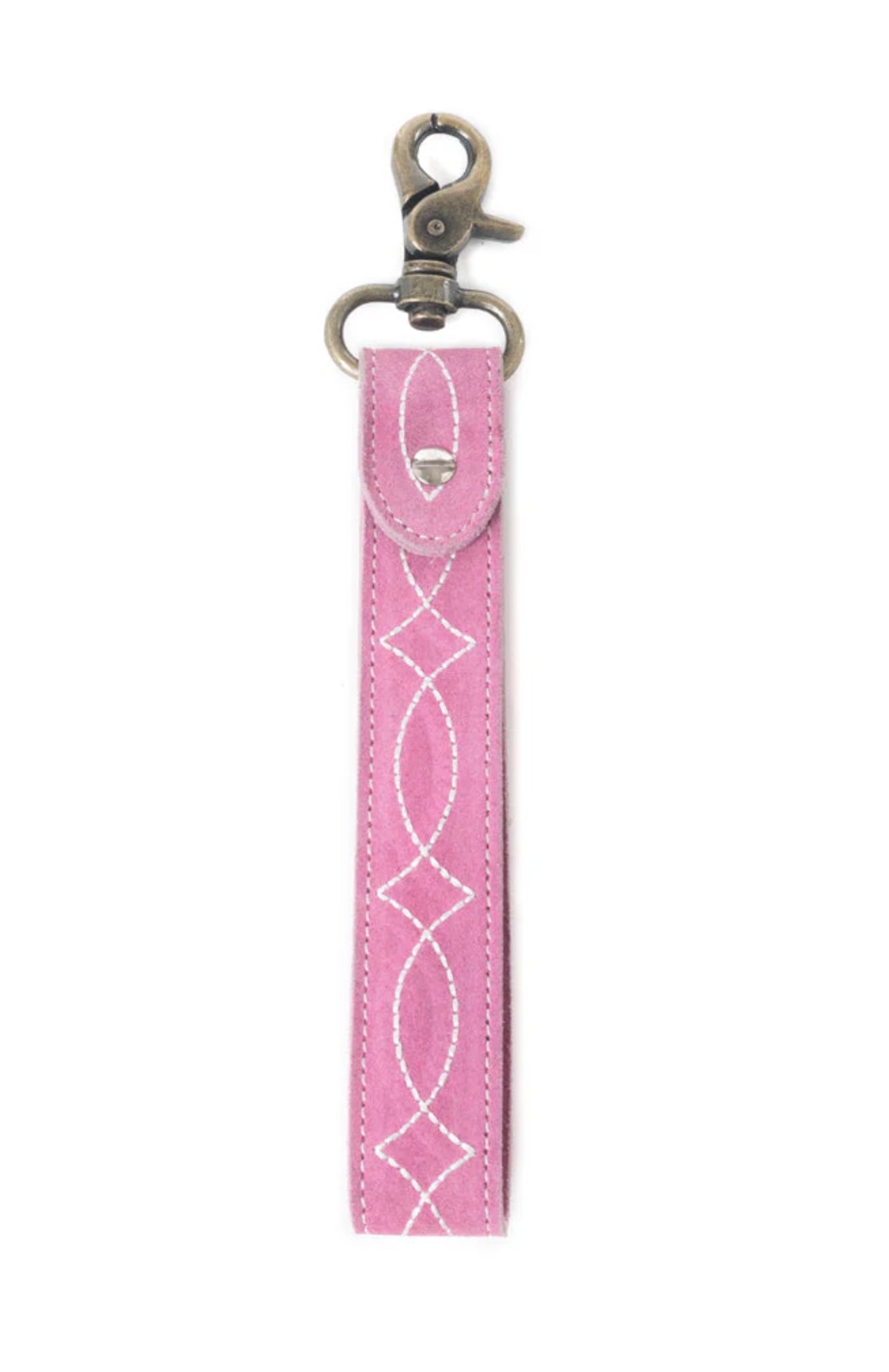 Rodeo Rose Leather Key Fob In Sunset Pink