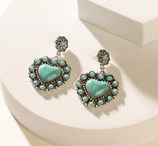 Placid Heart Earrings In Blue