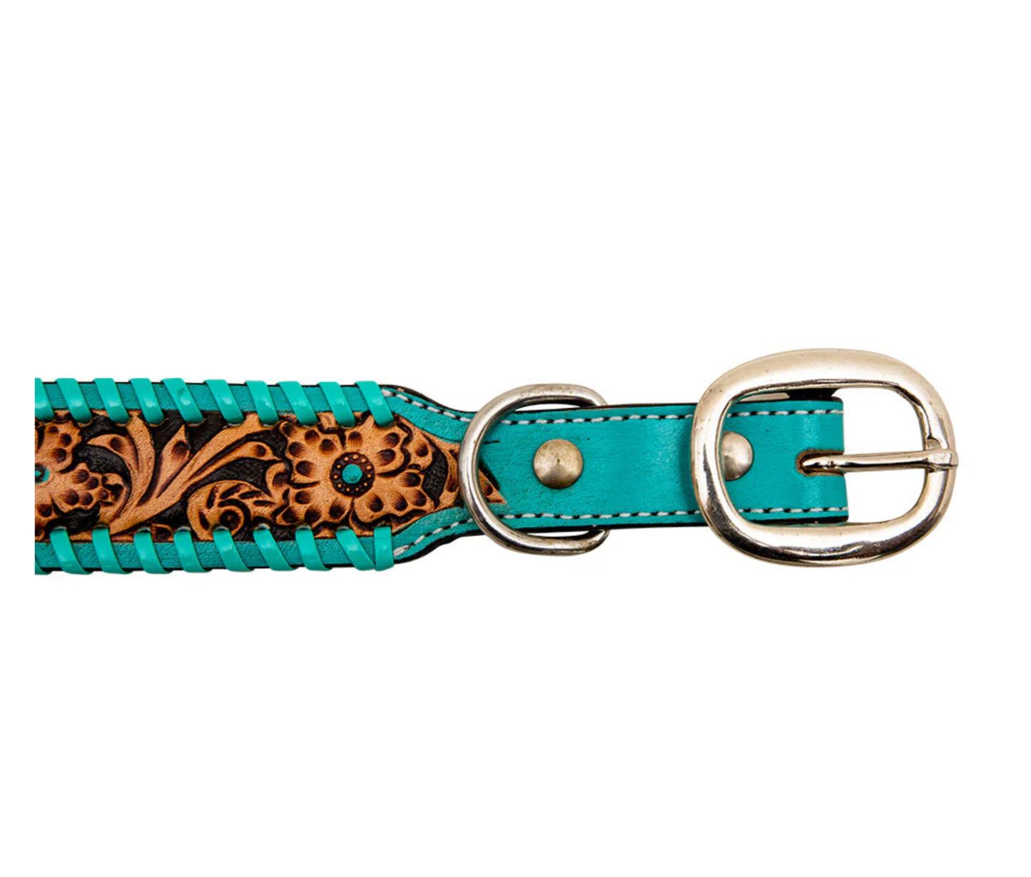 Acety Hand-Tooled Leather Dog Collar