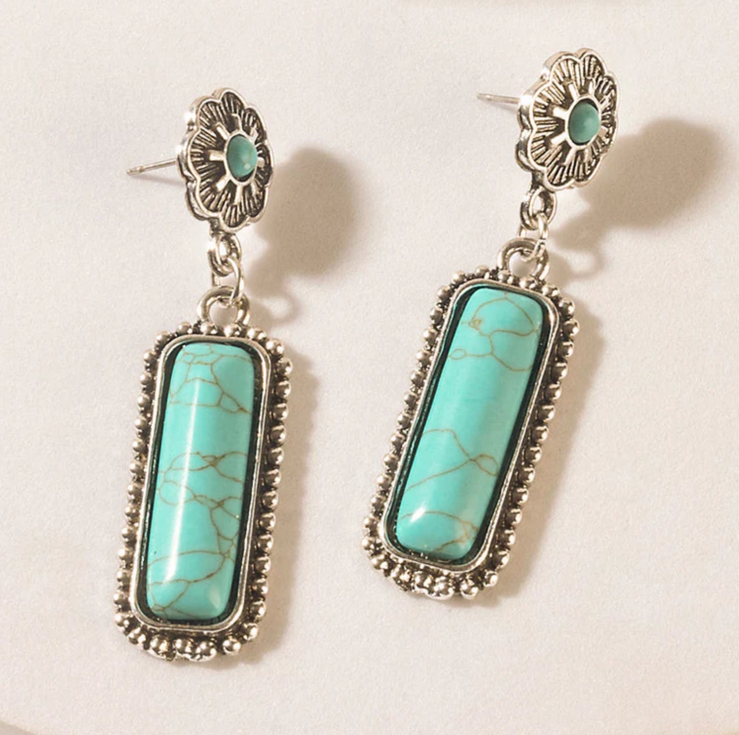 Sundown Relic Turquoise Stone Earrings In Cerulean Blue