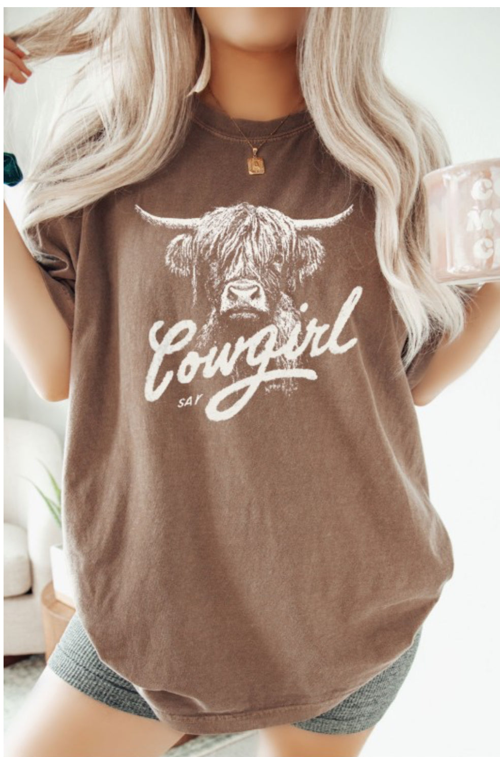 Western Cowgirl Highland Cow Comfort Color Tee