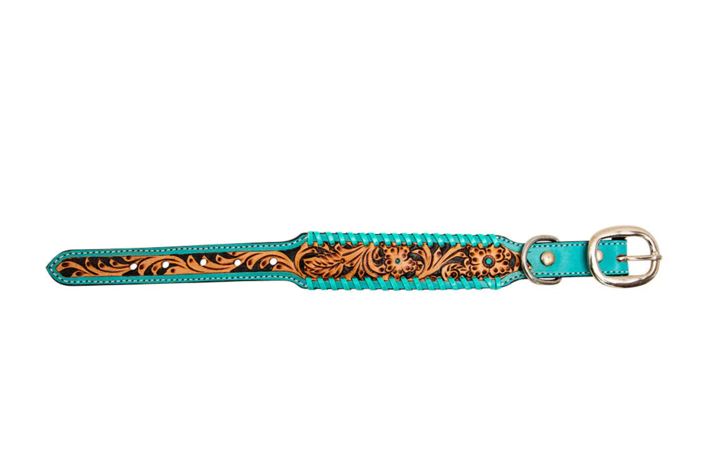 Acety Hand-Tooled Leather Dog Collar