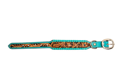 Acety Hand-Tooled Leather Dog Collar