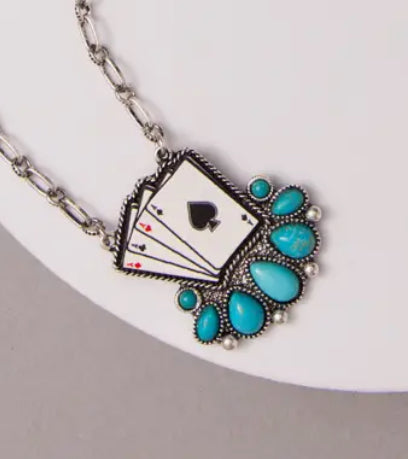 Western Ace of Spades Pendant Necklace
