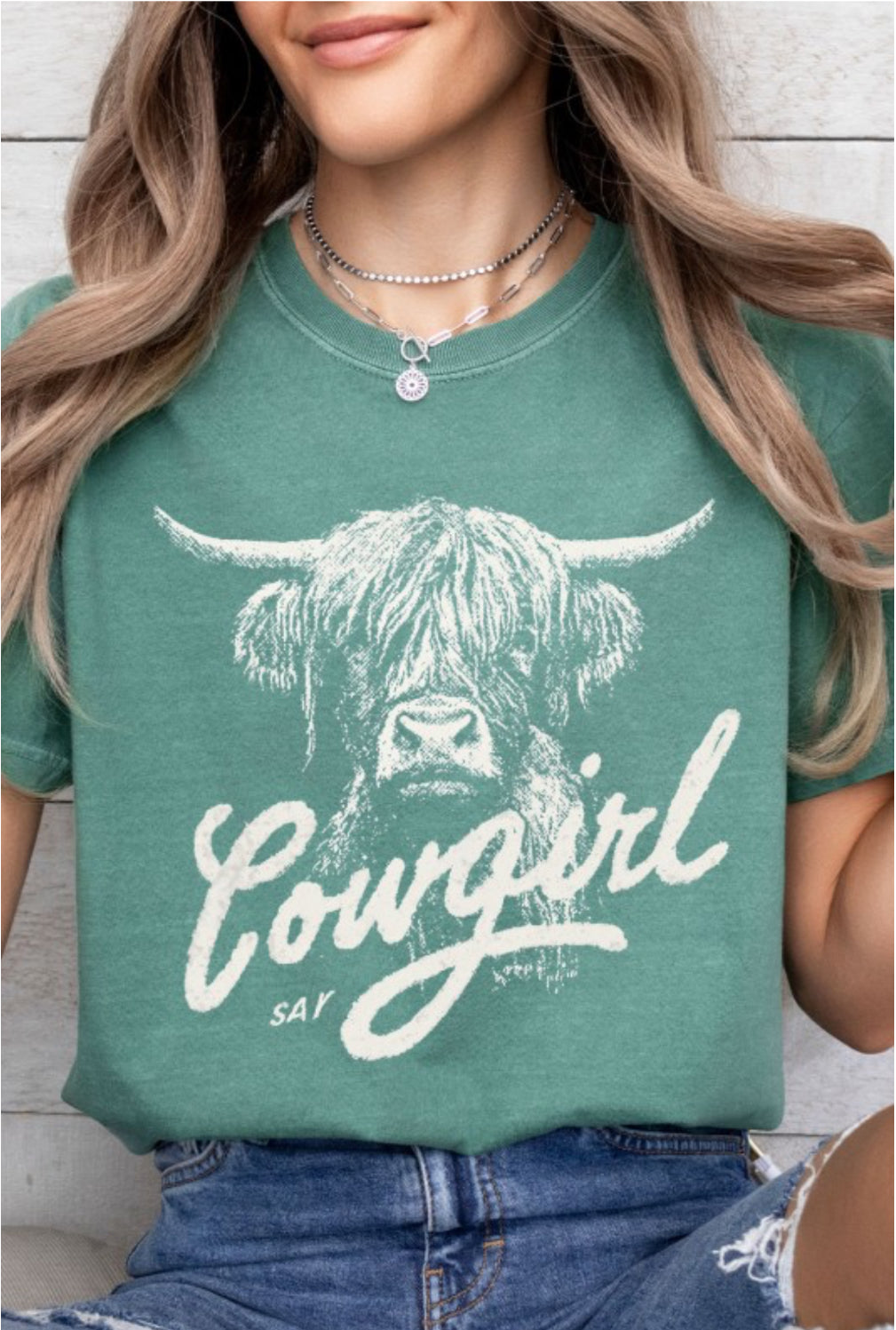 Western Cowgirl Highland Cow Comfort Color Tee