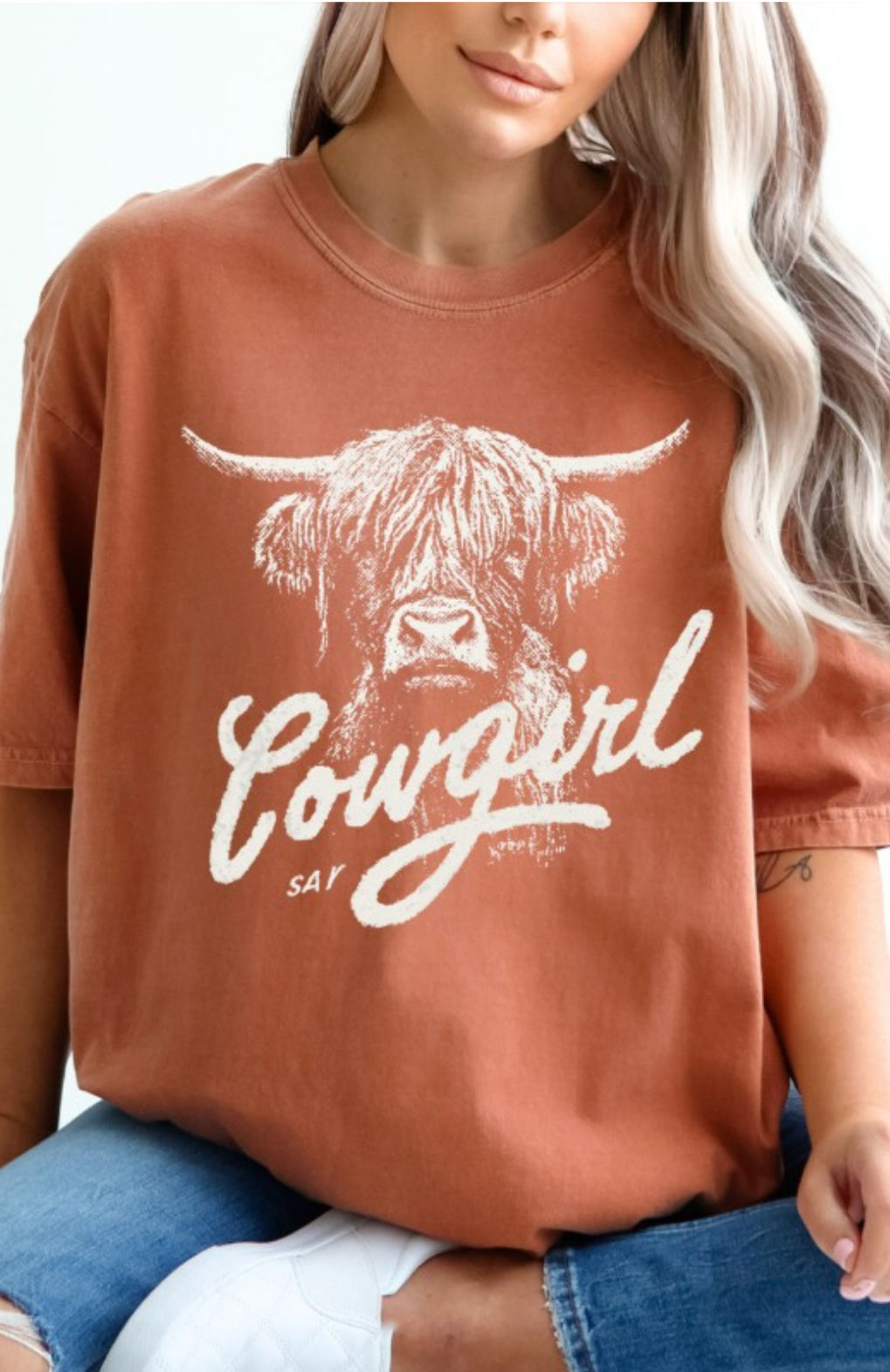 Western Cowgirl Highland Cow Comfort Color Tee